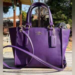 Coach Mini Crosby Carryall Handbag in Stunning Violet Purple Leather